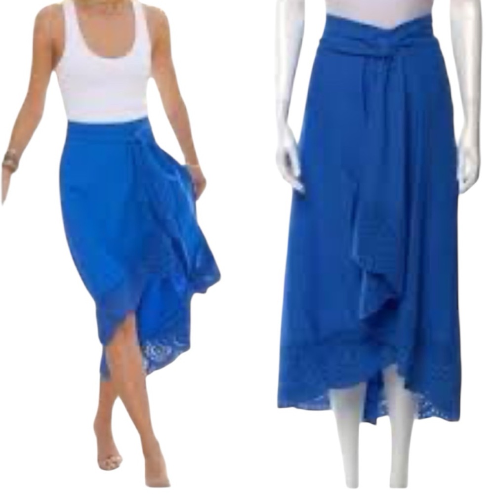 Jason Wu Royal Blue linen blend Wrap Skirt